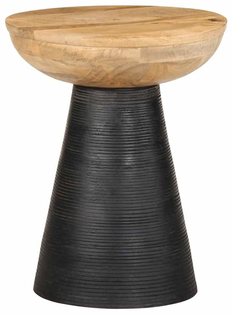 vidaXL Mesa de apoio preto Ø37x45 cm madeira de mangueira maciça