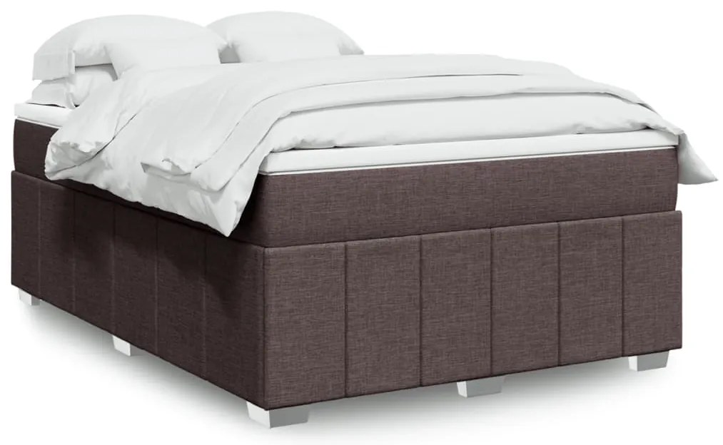 Cama com molas/colchão 140x200 cm tecido castanho-escuro