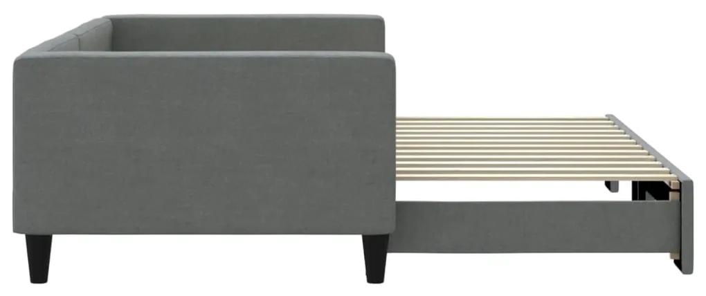 Sofá-cama com gavetão 100x200 cm tecido cinzento-escuro