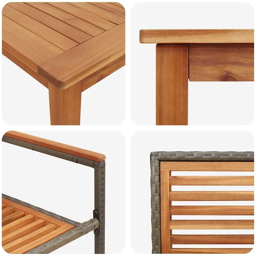 Conjunto de Jantar para Jardim 9 pcs Cinzeto 180 x 90 x 75 cm