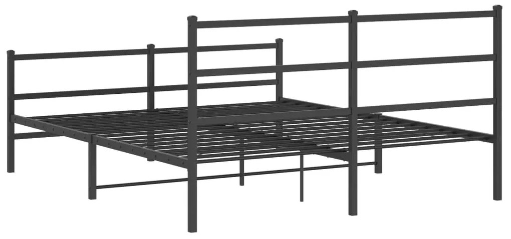 Estrutura de cama com cabeceira e pés 150x200 cm metal preto