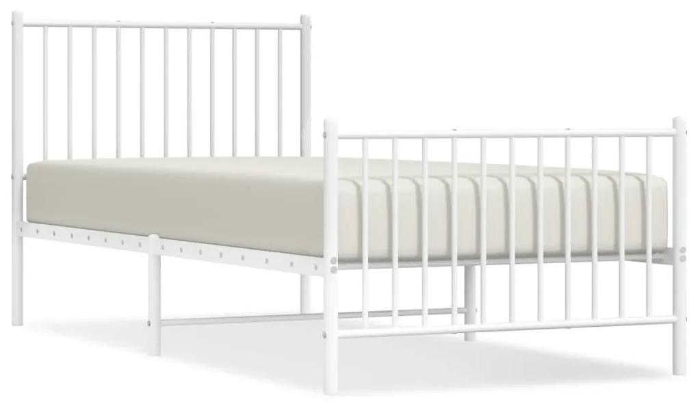 Estrutura de cama com cabeceira e pés 90x200 cm metal branco