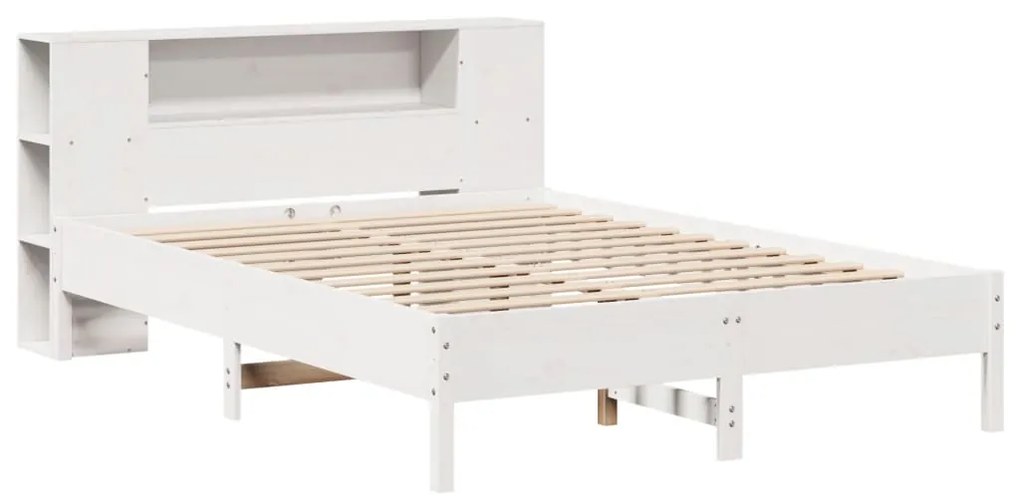 Cama com estante sem colchão 120x200 cm pinho maciço branco