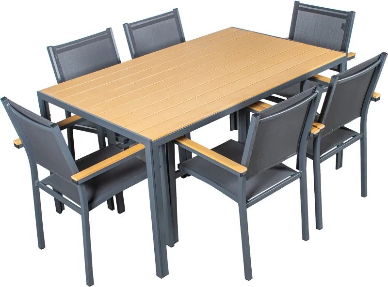 Conjunto Jardim 74615/74616 (mesa + 6 cadeiras | metal + polipropileno)