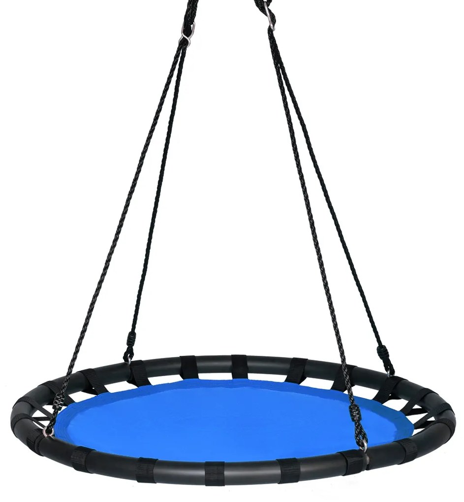 Baloiço Infantil Crianças redondo 100 cm com Altura ajustável 100-160 cm para Jardim e Árvores e Azul