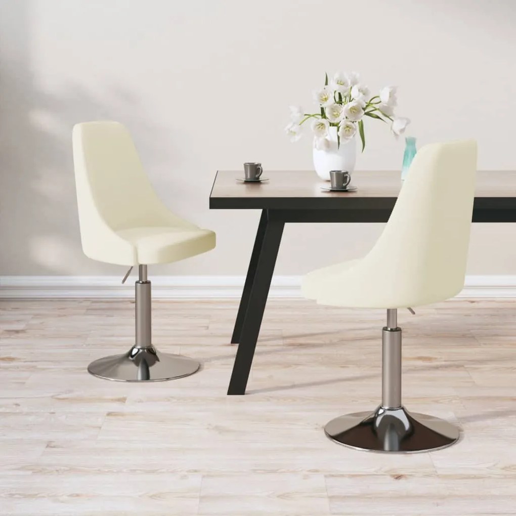 vidaXL Cadeiras de jantar giratórias 2 pcs tecido cor creme