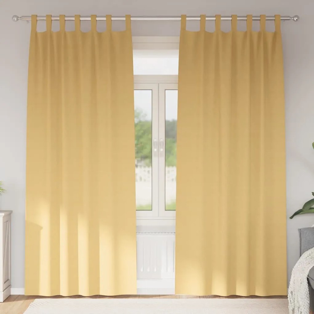 vidaXL Cortinas com cortinas 2 pcs Bege 245 x 140 cm Poliéster