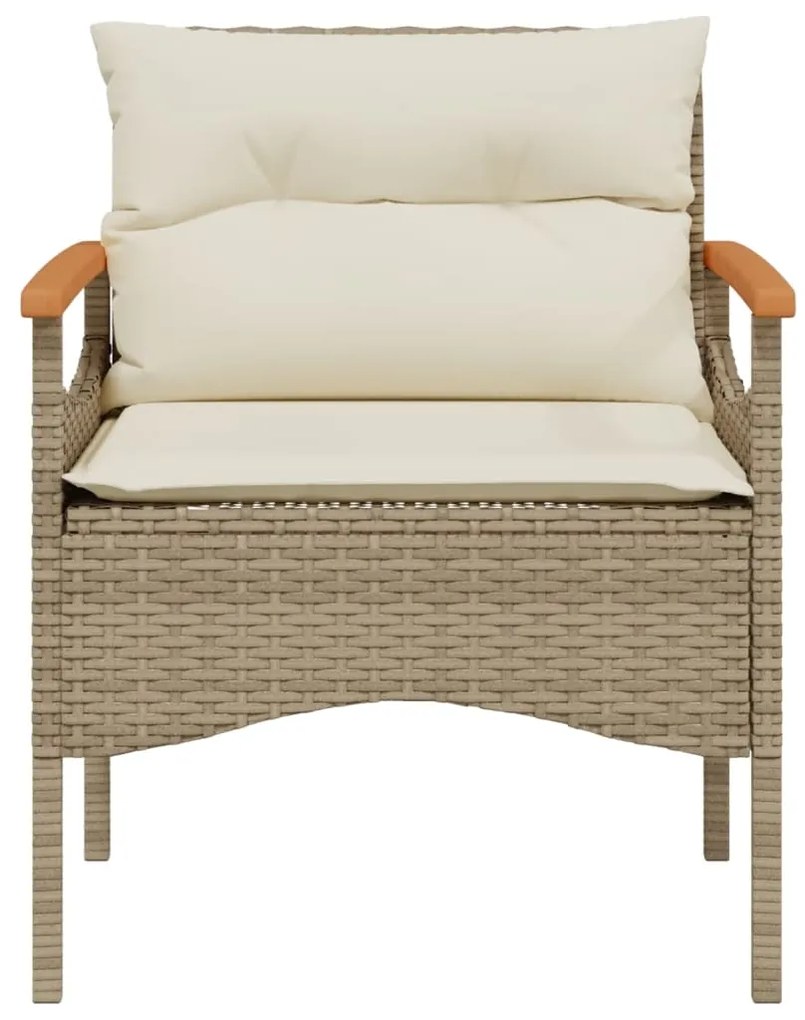 3 pcs conjunto de sofás p/ jardim com almofadões vime PE bege