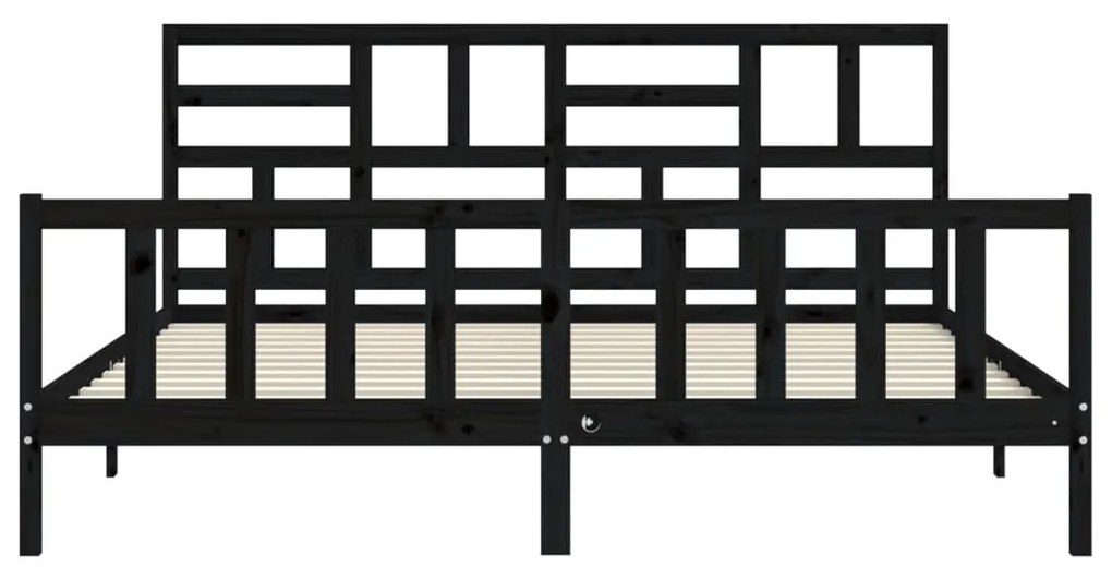 Estrutura de cama com cabeceira 200x200 cm madeira maciça preto