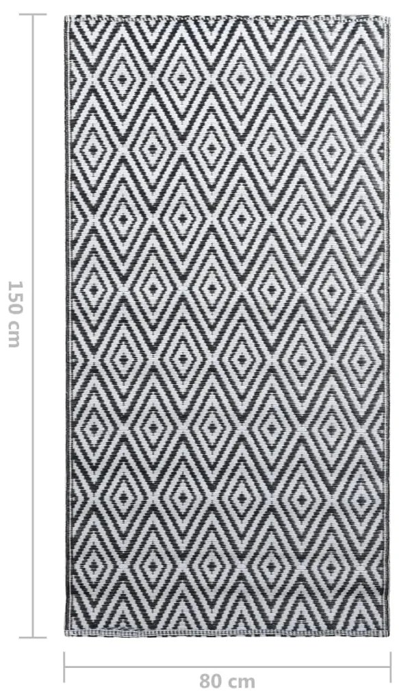 Tapete de exterior 80x150 cm ARAKIL PP branco e preto