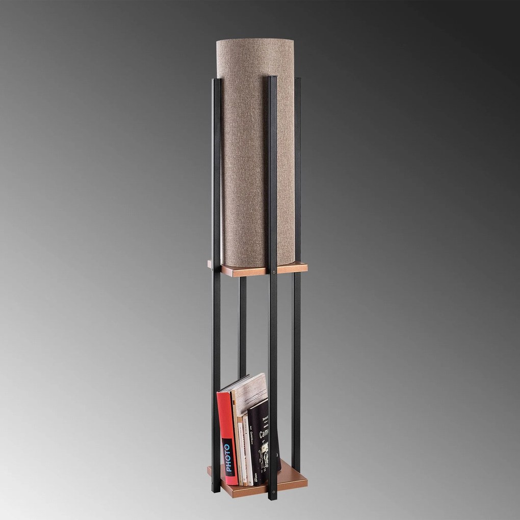 **** Lâmpada de Pé 7128 – Preto e Cobre – 25 x 25 x 130 cm
**