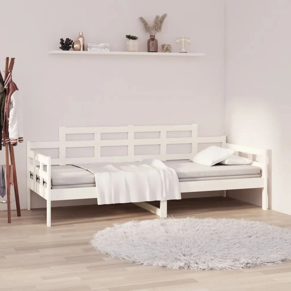 Sofá-cama 90x200 cm madeira de pinho maciça branco