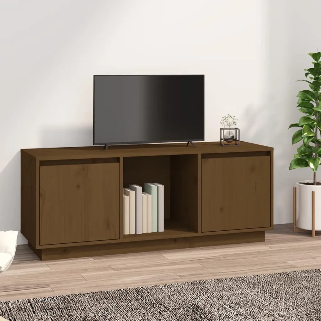 vidaXL Móvel de TV 110,5x35x44 cm madeira de pinho maciça castanho mel