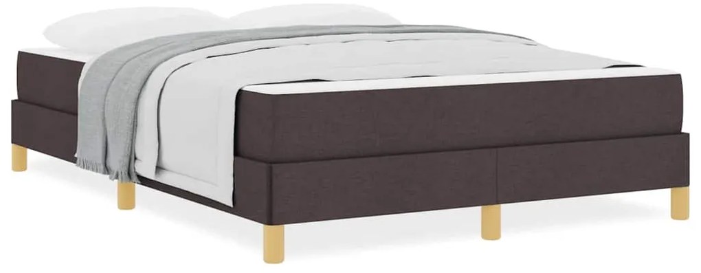 Cama Box Castanho 140 x 200 cm Tecido, Madeira de Engenharia