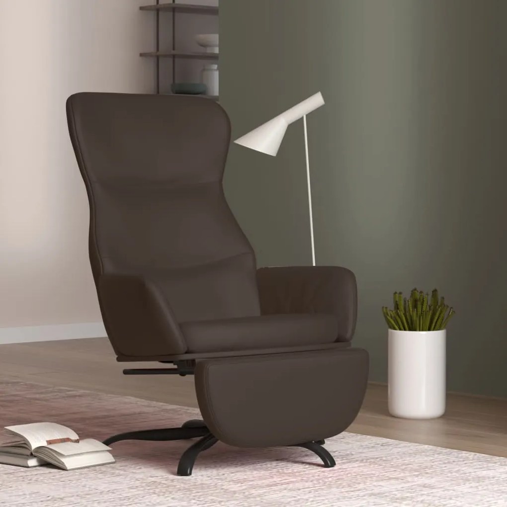 vidaXL Cadeira de descanso com apoio de pés couro artificial castanho