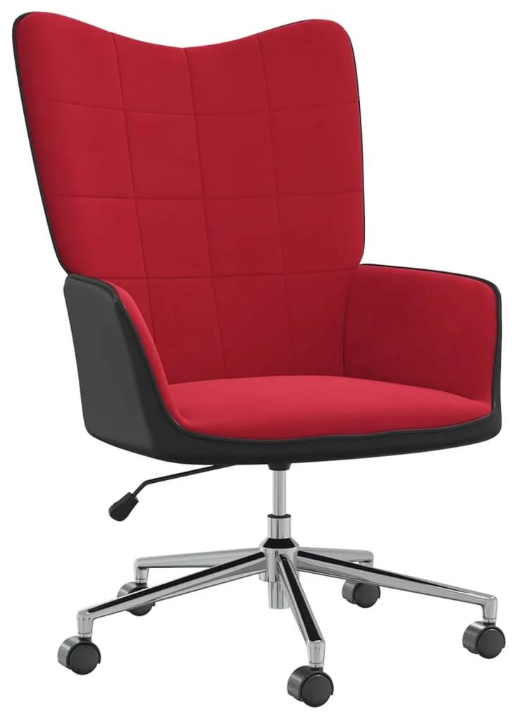 Cadeira de descanso PVC e veludo vermelho tinto