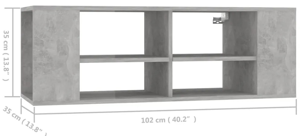 Armário de parede para TV derivados de madeira cinza cimento