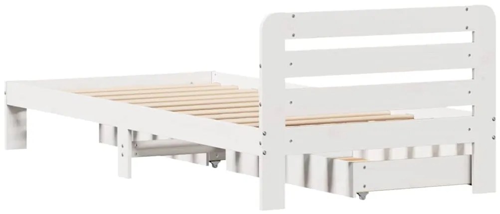 Cama sem colchão 90x200 cm madeira de pinho maciça branco