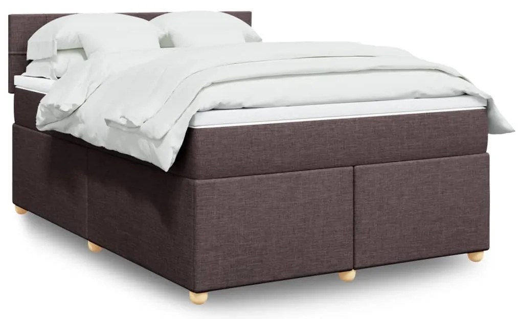 vidaXL Cama com molas/colchão 160x200 cm tecido castanho-escuro