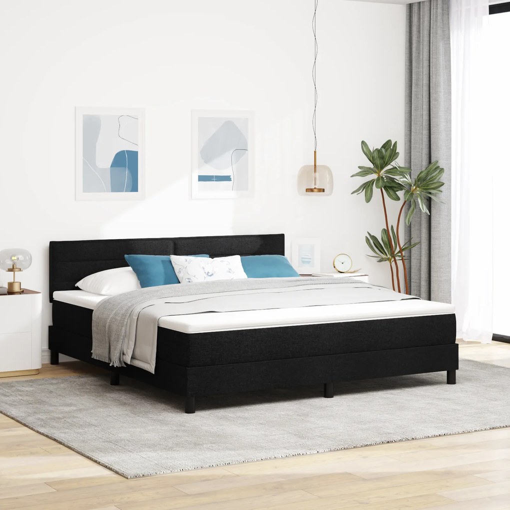 vidaXL Cama Box Spring com Colchão Preto 180x200 cm Tecido