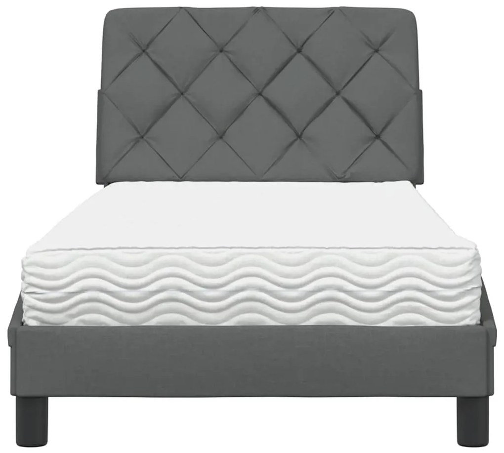 Cama com colchão 80x200 cm tecido cinzento-escuro