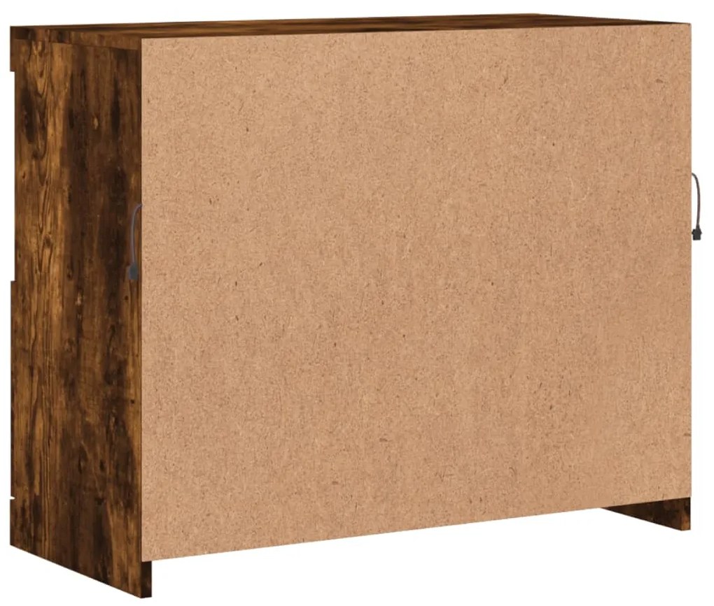 Aparador com luzes LED 81x37x67 cm carvalho fumado