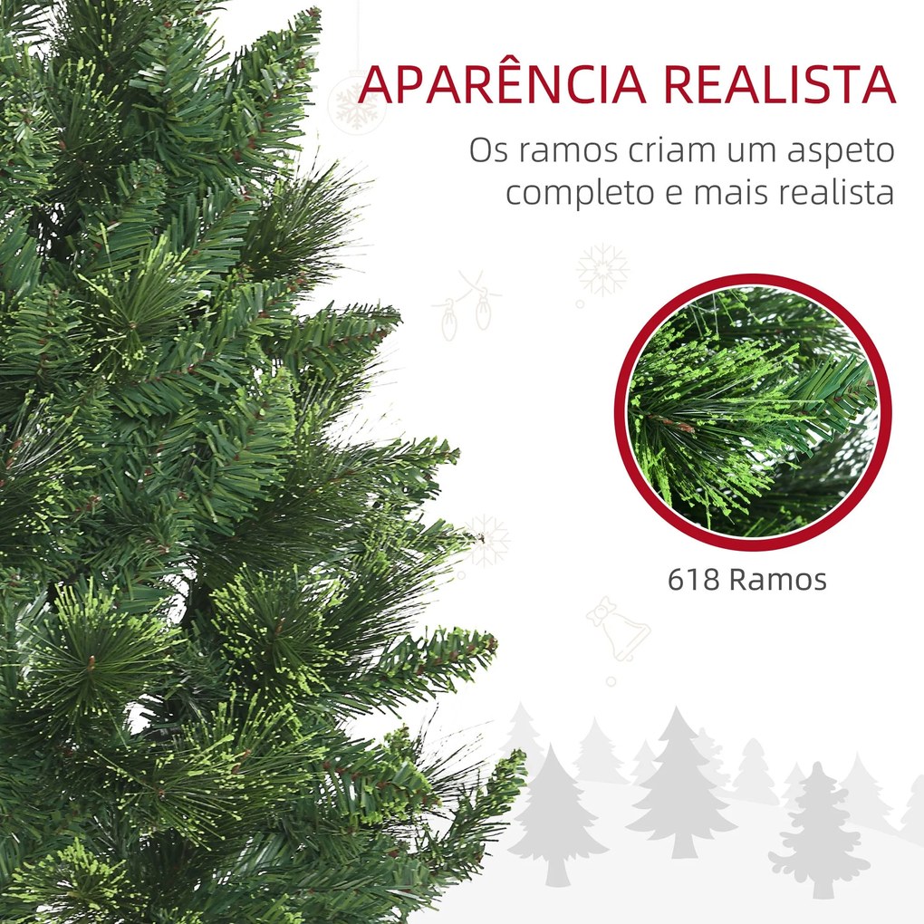 HOMCOM Árvore de Natal Artificial 180 cm Árvore de Natal com 648 Ramos