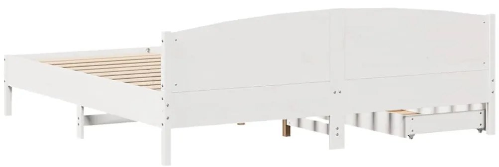 Cama sem colchão 200x200 cm madeira de pinho maciça branco