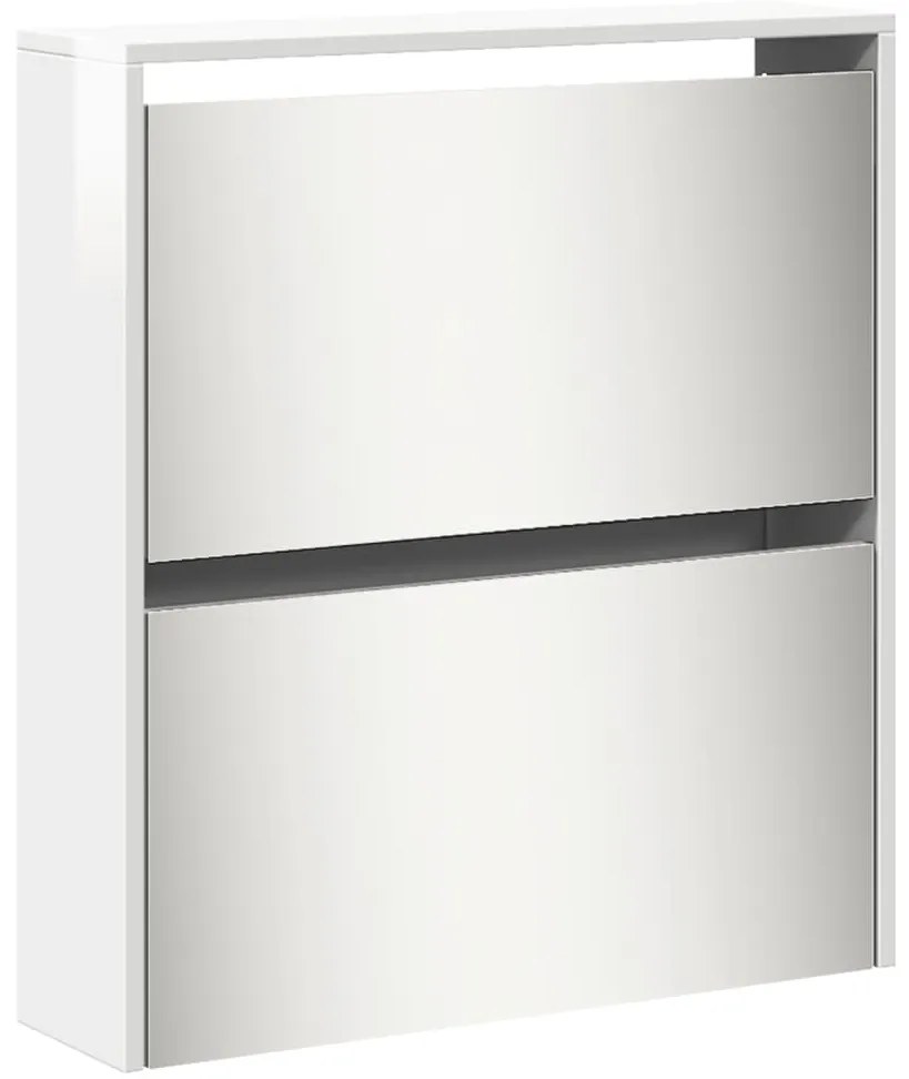 Sapateira c/espelho 5 divisórias 63x17x169,5cm branco brilhante