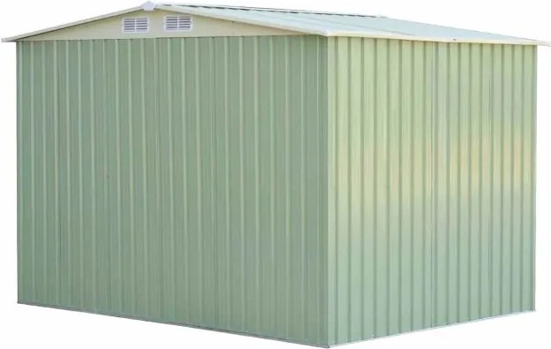 Abrigo Jardim com porta deslizante e telhado de duas águas galvanizado com ventilação 205 x 257 x 175,5 cm Verde claro