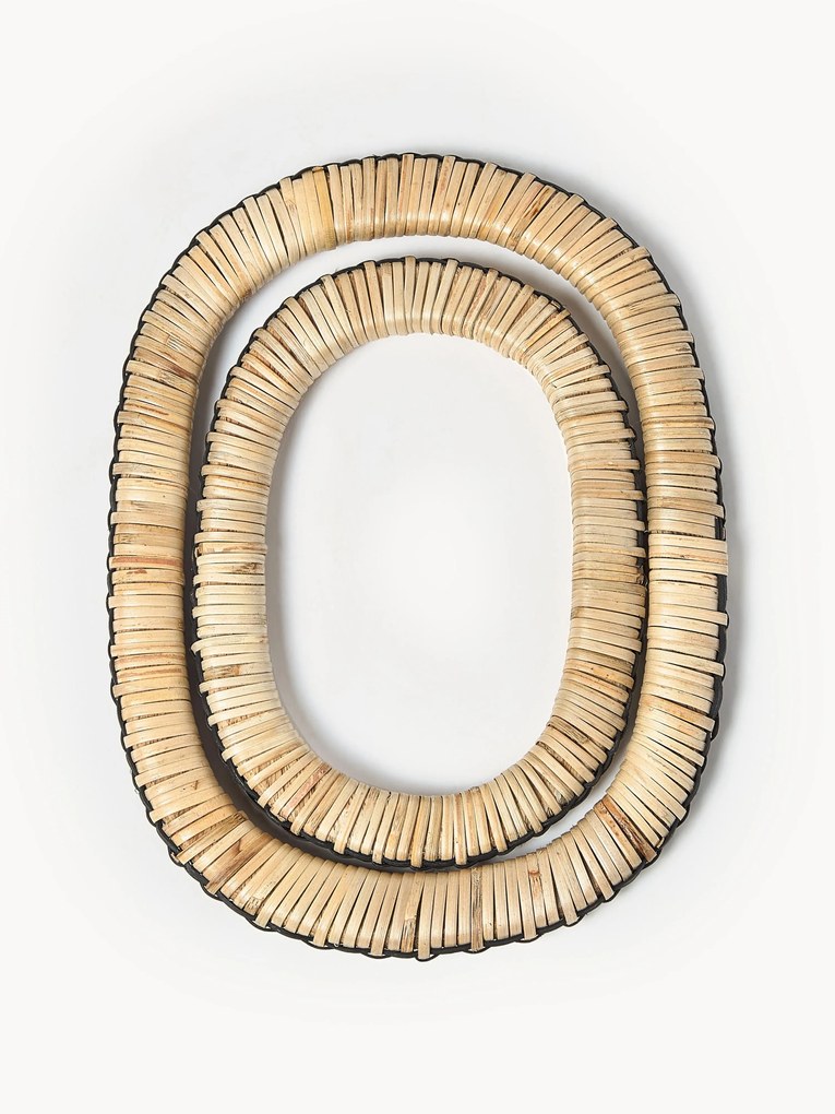 Base para panelas em vime e madeira de manga Weave, conjunto de 2