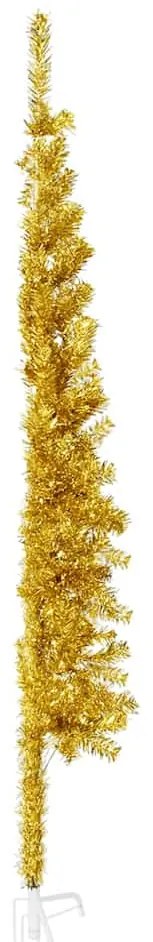 Meia árvore de Natal fina com suporte 150 cm dourado
