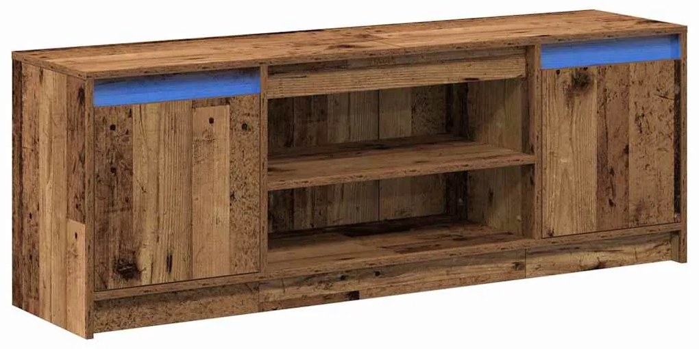 Armário de TV com LED - Madeira Velha, 139,5x34x50 cm, feito de madeir