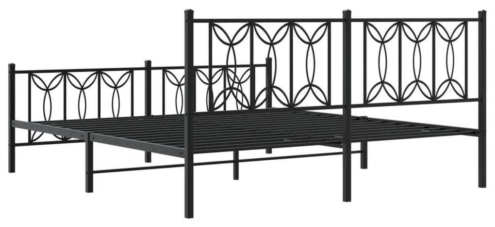 Estrutura de cama com cabeceira e pés 180x200 cm metal preto