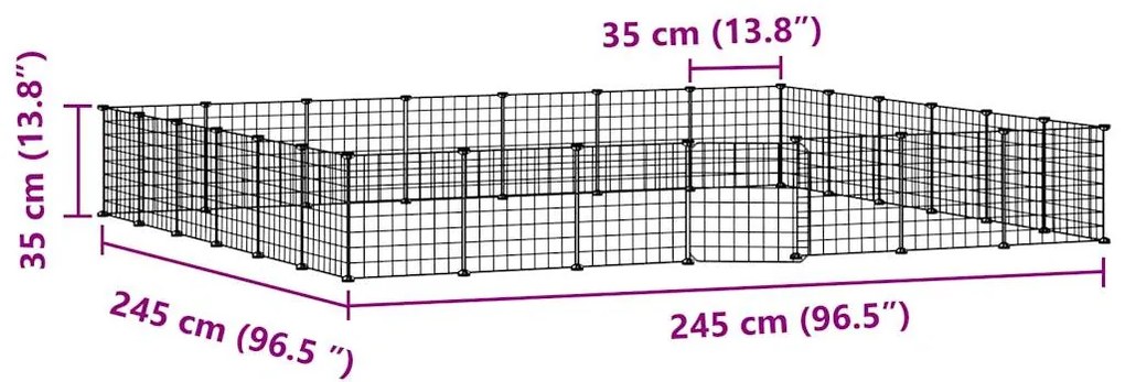 Gaiola p/ animais de 28 painéis c/ porta 35x35 cm aço preto