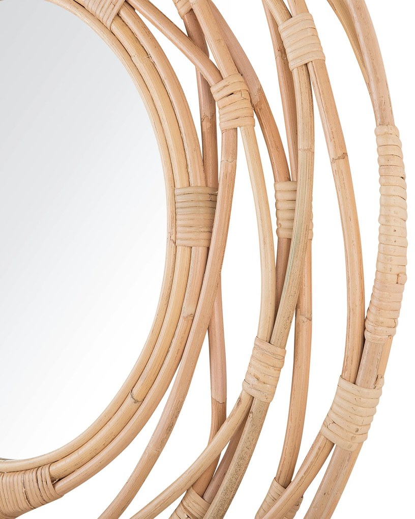 Espelho de parede em rattan cor natural ø 75 cm BURGIS Beliani