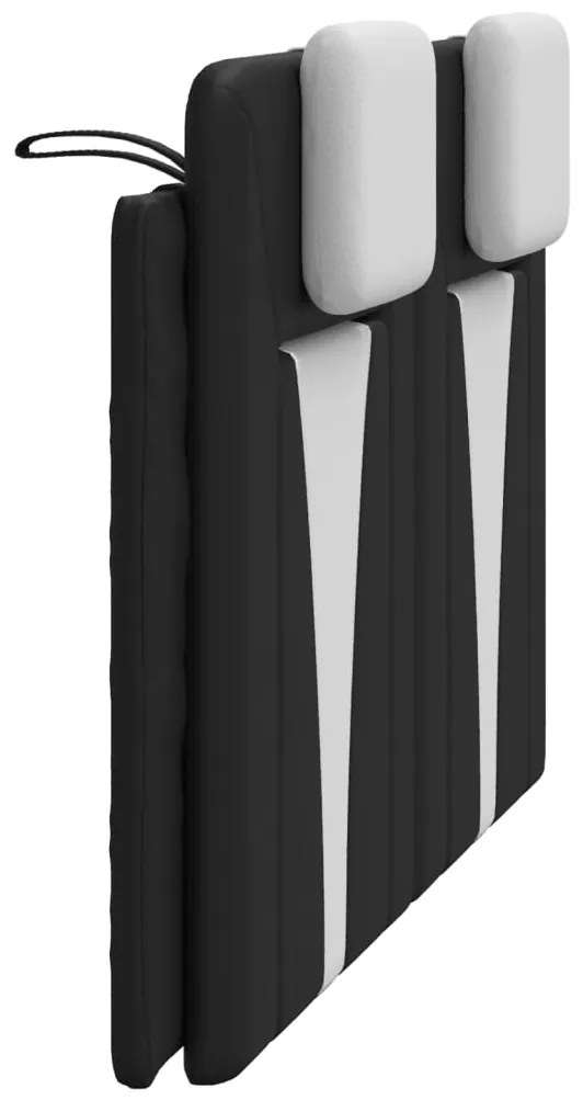 Almofadão de cabeceira 120 cm couro artificial preto e branco