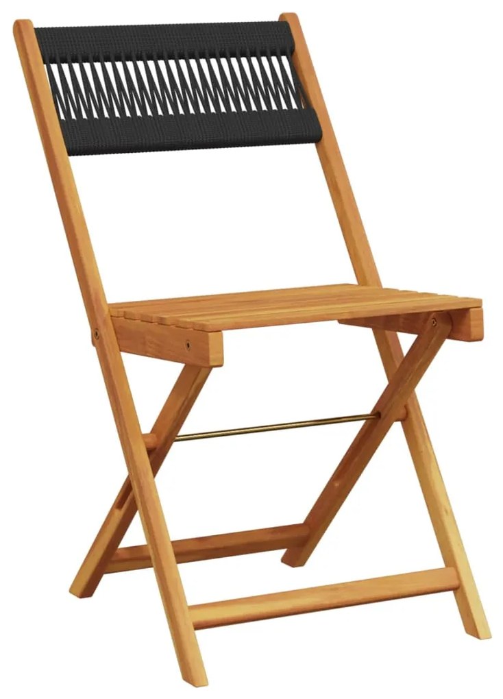 Cadeiras de bistrô 2 pcs acácia maciça e corda preto