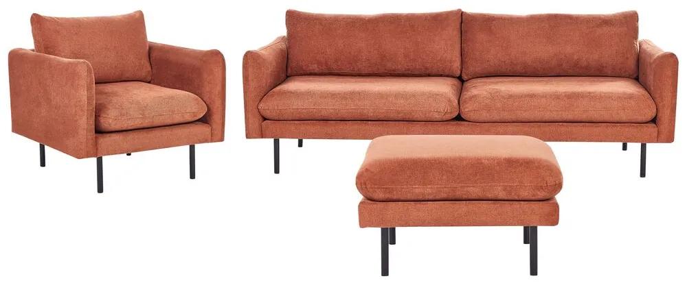 Conjunto de sofás 5 lugares com repousa-pés em tecido castanho dourado VINTERBRO Beliani