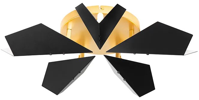 Candeeiro de teto design preto com dourado 5 luzes - Sinem Design