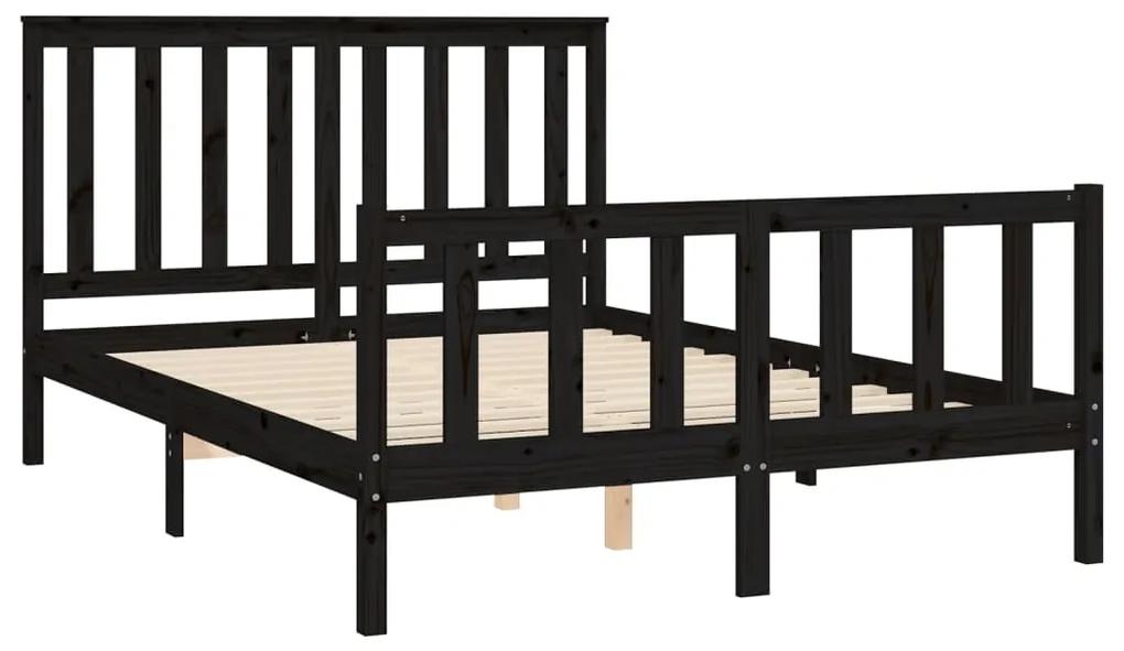 Estrutura de cama com cabeceira 140x200 cm pinho maciço preto