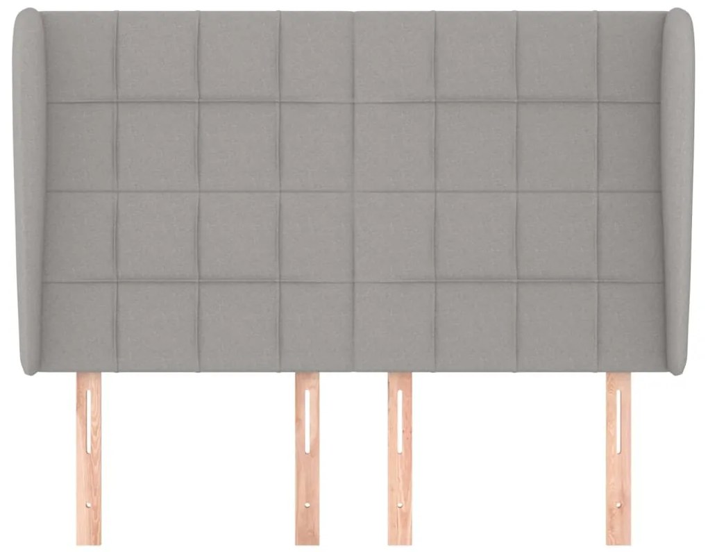 Cabeceira de cama c/ abas tecido 147x23x118/128cm cinza-claro