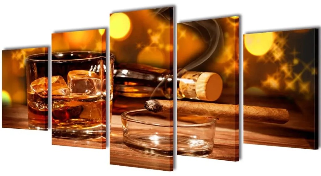 241595 vidaXL Políptico com impressão uísque e cigarro 200 x 100 cm