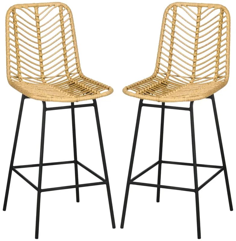 Conjunto de 2 Bancos Altos de Bar Cardini em Vime - Design Natura