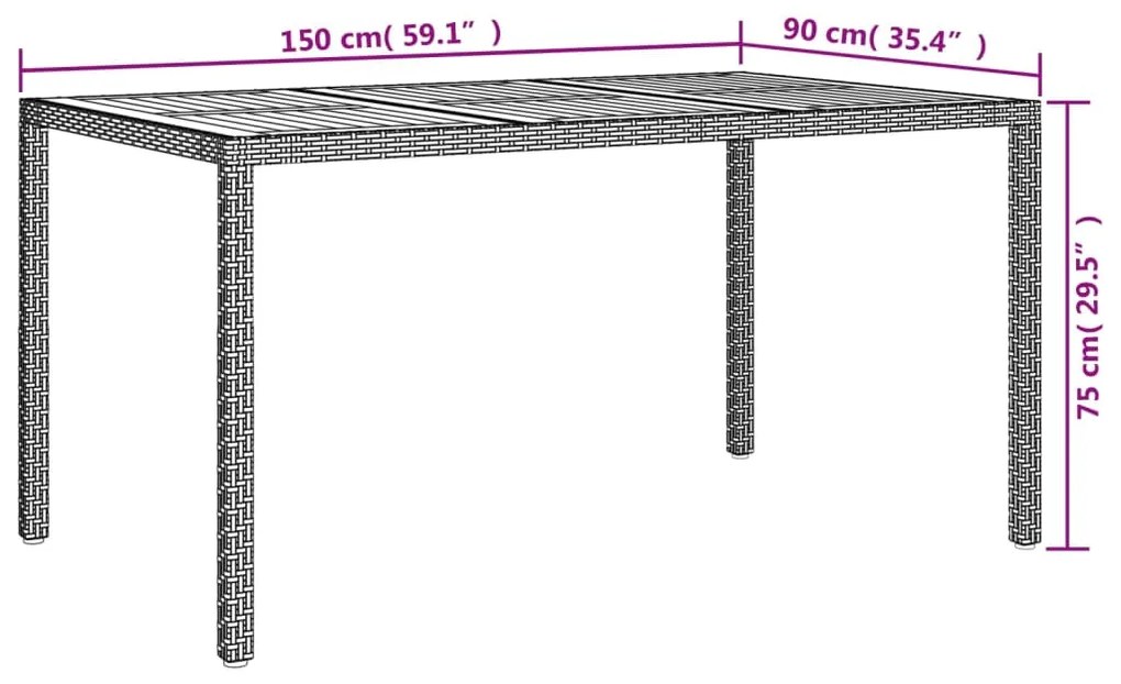 7 pcs conjunto de jantar p/ jardim c/ almofadões vime PE cinza