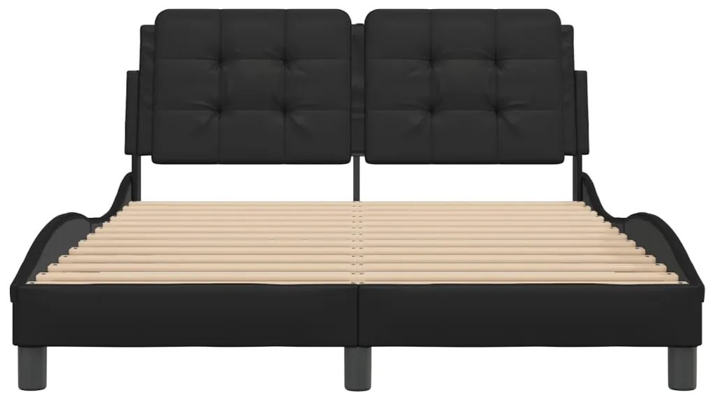Estrutura cama c/ cabeceira 140x190 cm couro artificial preto