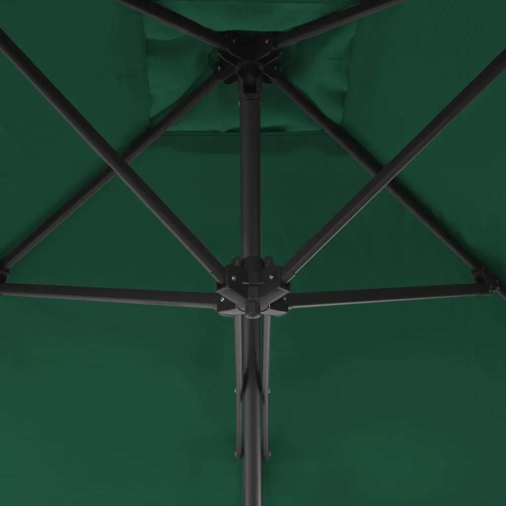 Guarda-sol de exterior com poste de aço 300 cm verde