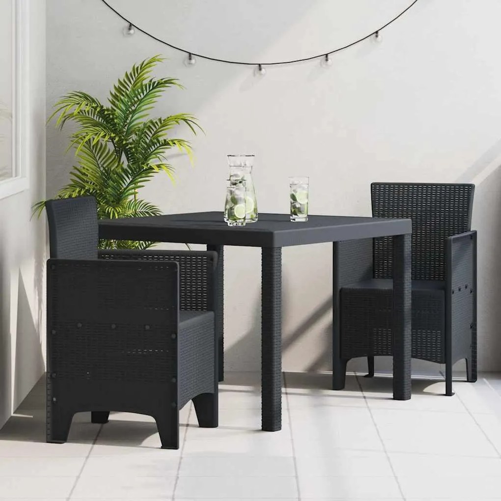 vidaXL Conjunto de Jantar ao Ar Livre 3 pcs Antracite