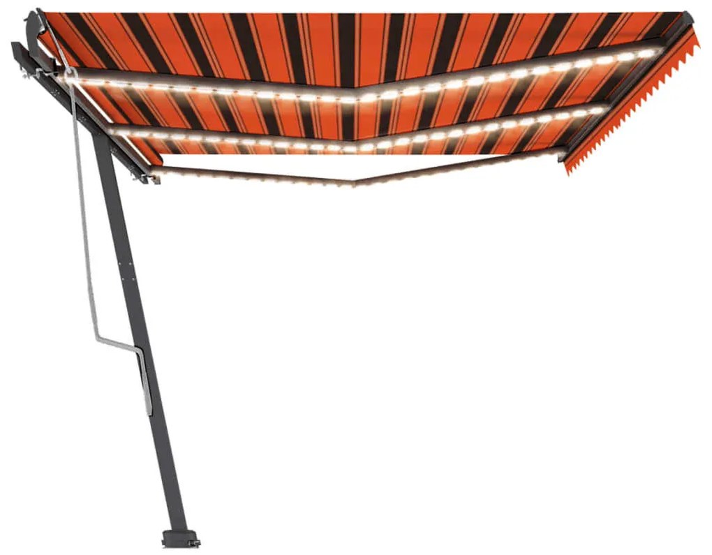 Toldo retrátil manual com LED 600x300 cm laranja e castanho