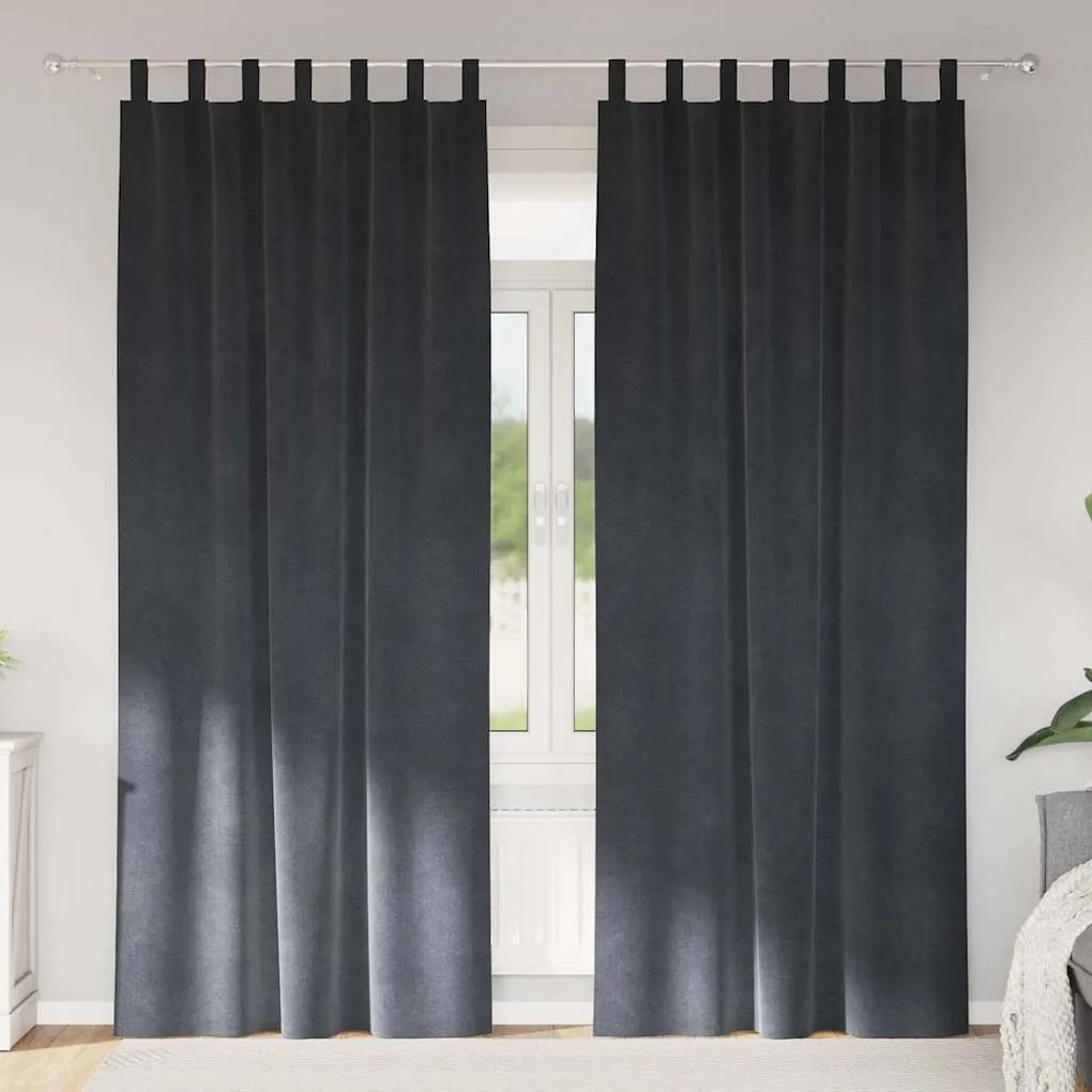 vidaXL Cortinas opacas 2 pcs Cinzento-claro 140 x 225 cm Veludo